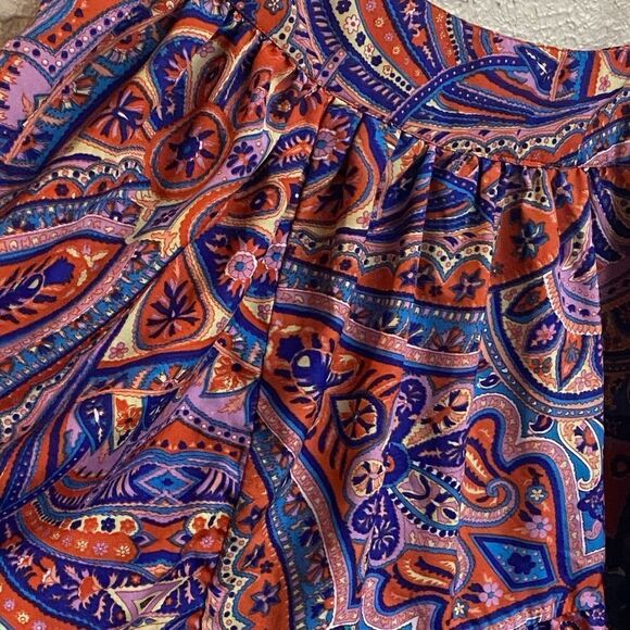 Angie M Midi Mixed Print Dress Paisley Orange Yellow Purple - Picture 6 of 8